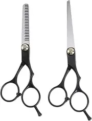 MERRYHAPY 2pcs Haircut Scissors Teeth Straight Barber Shears for Hairdressing Professional Hair Styling Tools for Home Salon Use
