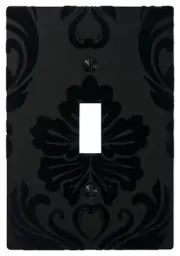 Wallplate Switch Plate & Outlet Covers Flocked Damask BLACK Decorative Light GFI