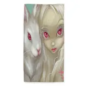 Faces of Faery #100 Beautiful Albino Girl and Bunny Beach Towels Medium Large Extra Large