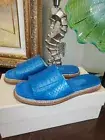 Alexandre Birman Shelby Flat Python Mules Slide Sandal Shoe IT37 US 6.5 Sapphire