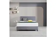 Linen Fabric Queen Bed Deluxe Headboard Bedhead - Slate Ash