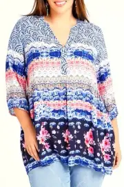 TS TAKING SHAPE plus size S / 16 Natural Border Print Tunic boho top NWT rrp$140