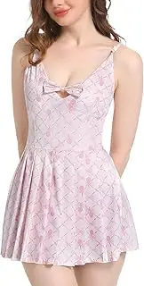 [ANKICK] Tennis Dress for Women with Bra and Shorts Pockets Pink Backless Workout Dress Athletic Golf Dress