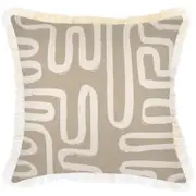 Cushion Cover-Coastal Fringe-Maze Taupe-45cm x 45cm