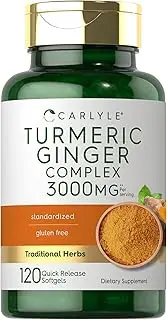 Turmeric Curcumin & Ginger Complex | 2250 mg | 120 Capsules | Vegetarian, Non-GMO, Gluten Free Supplement | by Carlyle