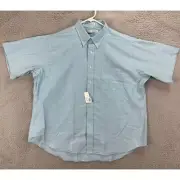 Editions By Van Heusen Shirt Adult 18 Aqua Dress Half Sleeve Made In USA Men NEW
