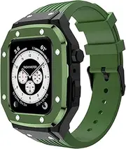[CEKGDB] Metal Frame Silicone Strap For Apple Watch Band Case Series 8 7 6 5 4 SE For Iwatch Series 44MM 45MM 42MM Modification Mod Kit