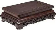 Teapot Vase Bonsai Ebony Carving Stand Plant Stool Rectangular Display Base(Small)