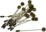 20 Set Stick Pin Hat Lapel Pins Brooch Base Part DIY Findings Crafts Bronze