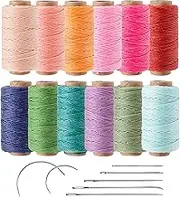 Kivisin Colorful Round Waxed Thread, 0.8mm Wax Strings 35 Yards Each Spool, Polyester Stiff Thread for Micro Macrame Jewelry Making, Bracelets Braiding, Sewing, Beading, Bookbinding and Stitching