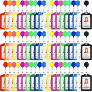 60 Sets Retractable Badge Reels, PU Leather Name Badge Holder, Multicolor ID ...