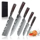 Chef Knife Set Stainless Steel Japanese Damascus Kitchen Knives Sharp Cleaver AU