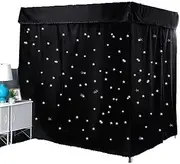Cute 99% Blackout Princess Stars Pattern Black 4 Corner Post Bed Canopy Curtain Bedroom Decoration for Adults Girls Boys Bed Canopies ild Kids Bed (Black-Star-Lightproof, Full)
