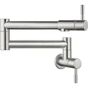 Pot Filler Folding Faucet Brass Wall Mount Black Kitchen Faucet Rotatable Joint Swing Arm Commercial Kitchen Faucet Over Stove Silver