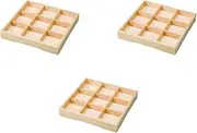 Set of 3, 11.0 inches (28 cm) Square Plate Wooden Frame (with Well Dividers) [Shokado]
