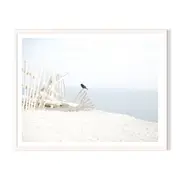 Perched Framed Printed Wall Art - White