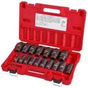 Milwaukee Impact Socket Tool Set 18-Piece 1/2" Drive W/ Adapter+Portable Storage