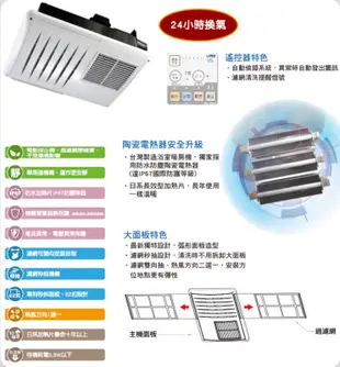 {康乃馨}4合一浴室暖風機BS-168(110V)BS-168A (220V)-線控