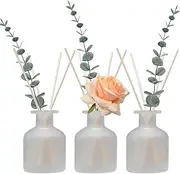 HOSSIAN Reed Diffuser-3pcs Reed Diffuser Empty Bottles with 28pcs Reed Diffuser Sticks- Refillable Diffuser Bottles -Diffuser Jars for Home Oil Fragrance Decoration Girl Women Gift(Frosted Glass)