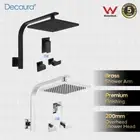 Decaura 8" Square Gooseneck Rain Shower Head Set with Mixer Tap Chrome/Black