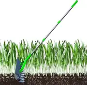 Lawn Leaf Rake - Garden Rake, Wear-Resistant Steel Thatching Rake | Multifunctional Yard Rake, Ergonomic Portable Lawn Rake Dethatcher Rake for Loosening Soil Gathering Leaf Leveling Lawn