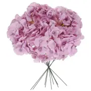 10Pcs Artificial Silk Hydrangea Flower Heads with Stems for Decor, Purple