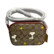 Coach Peanuts Mini Jamie Camera Bag In Signature Canvas With Snoopy Woodstock
