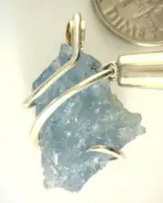 14.40ct Natural Aquamarine Shard Pendant in Sterling Silver Art Wire Wrap