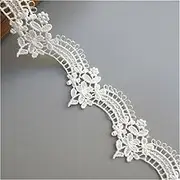 5 Metre Soluble Polyester Wavy Hollowed Flower Lace Edge Trim Ribbon, 3.5cm Wide, Vintage White Elegant Trimming Fabric for Dress Embellishment, DIY Sweing Craft Clothes Pillow Accessories