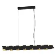 Eglo Altagracia Modern Metal 44W LED Dimmable Linear Pendant Light - Black / Gold - Warm White