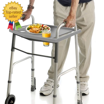 Walker Tray Table with 2 Cup Holders - Home Mobility Accessories by (Gray)