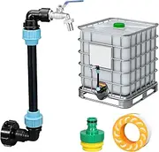 Youery IBC 3/4 Inch Gooseneck Outlet Tap, IBC Tank Accessories Made of Brass for Rainwater Tank & 1000 L Container, Includes Sealing Tape and Garden Hose Adapter (25 cm)