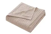 Ultra Soft Waffle Weave Blanket Washed Lightweight Breathable Cozy-Khaki