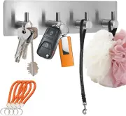 Key Holder for Wall Mount with 4 Hooks,No Damage Stainless Steel Key Holder Rack