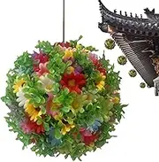 Topiary Artificial Ball - Decorative Flower Topiary Balls for Outdoors | Faux Greenery Plant Sphere Exterior Decoration for Bushes Trees Front Door Patio Balcony Porch Garden