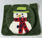 Target Wondershop Snow Man Bathroom Rug Set Contour Toilet Rug & Lid Cover Green