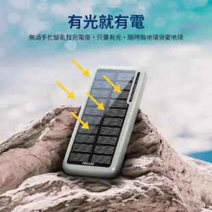 【Philips 飛利浦】DLP7728N 10000mAh 2孔輸出 太陽能行動電源(有太陽就有電/多孔輸入)