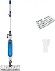 Shark Klik n' Flip Steam Mop for Hard Floors with Steam Blaster, 2 Machine Washable Cleaning Pads & Fill Flask, 350ml Capacity, 6m Power Cord, 30 Second Heat-Up, White & Blue S6001UK