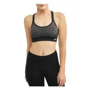 AVIA Women’s XL Seamless Keyhole Cami Sports Bra Low Support • Black Space Dye