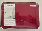 Lacoste 100% Cotton Percale Solid Sheet Set, Breathable, Chili Pepper, Queen