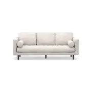 Kirra 3 Seater Bone Linen Mid-Century Tufted Fabric Sofa