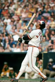 Reggie Jackson Baltimore Orioles bats v the Oakland Athletics at - 1976 Photo