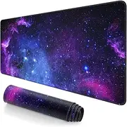 Atufsuat Extended Large Mouse Pad, XXL Gaming Desk Pad 31.5 x 15.7 Inch, Big Computer Keyboard Mousepad, Waterproof Mouse Mat with Stitched Edges and Non-Slip Base for Office Gaming, Galaxy