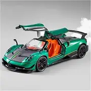 Die-cast Alloy Diecast 1:24 for Pagani Huayra Car Model Sound Light Pull Back Supercar Exquisite Presents Collection Displays Miniature Vehicle(Green)