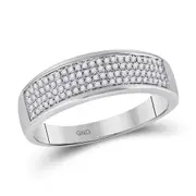 14k White Gold Round Diamond Pave Band Ring 1/4 Cttw