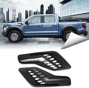 BINQIGOO LED Front Fender Side Marker Light Fit For Ford F-150 F150 Raptor R Crew Cab Pickup Truck 2023 2024 Amber Sequential Turn Signal Light White Daytime Running Light Fog Lamp