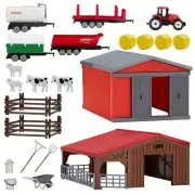 36pcs Farm Toy Set with Barn Bar Fence Tractor Animals for Kids Creative Gift