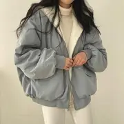 Reversible Hood Fluffy Zip Jacket Blue - 2XL