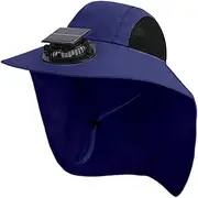 [Generisch] Solar Fan Hat, Solar Powered Sun Hat with Fans - UV Protection USB Charging Wide Brim Headgear for Men and Women Camping Travel Accessories