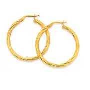 9ct Gold 2.5x25mm Twist Hoop Earrings